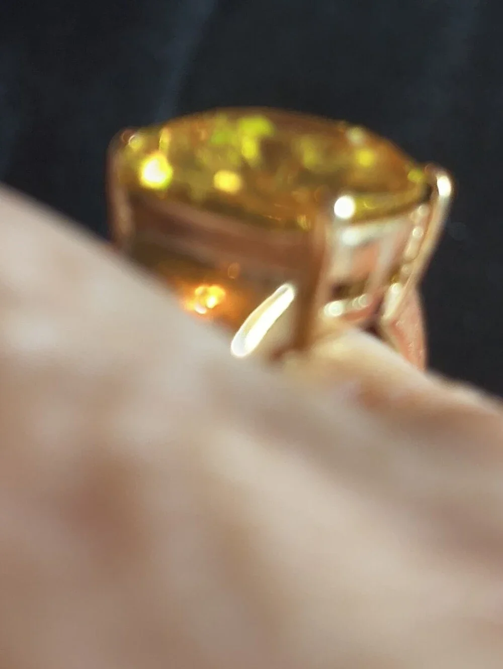 Vintage 1993 AAA+ Yellow CZ Cushion Cut 18K Gold Plated Ring Size 8 NOS